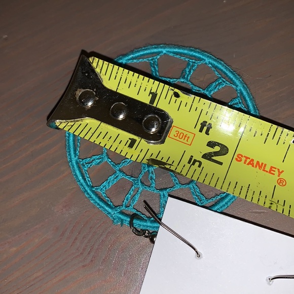 🆕 Handmade Turquoise Boho Crocheted Macrame Hoop Earrings - Picture 4 of 4